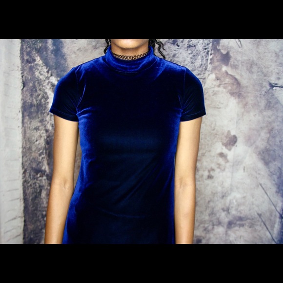 Vintage new moves blue velvet dress XS - Picture 5 of 5